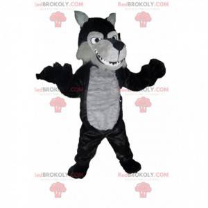 Mascot zwarte en grijze wolf. Wolf kostuum - Redbrokoly.com